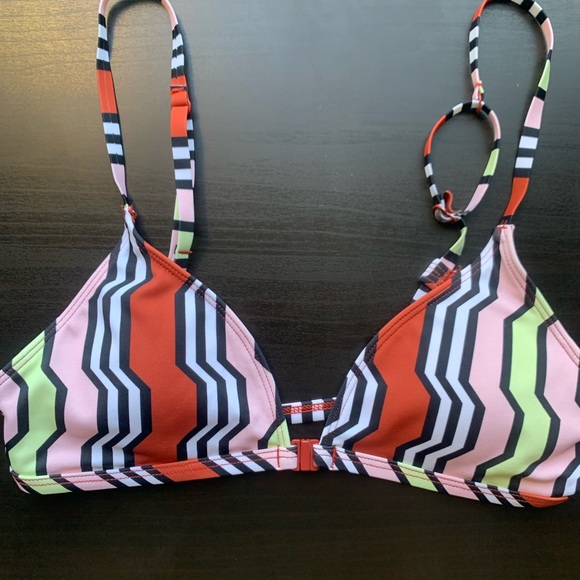 Urban Outfitters Out From Under Colorful Striped Triangle Front Clasp Swimsuit - Picture 2 of 6